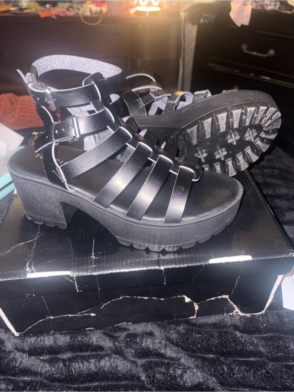 torrid Black Strappy Platform Heeled Sandals